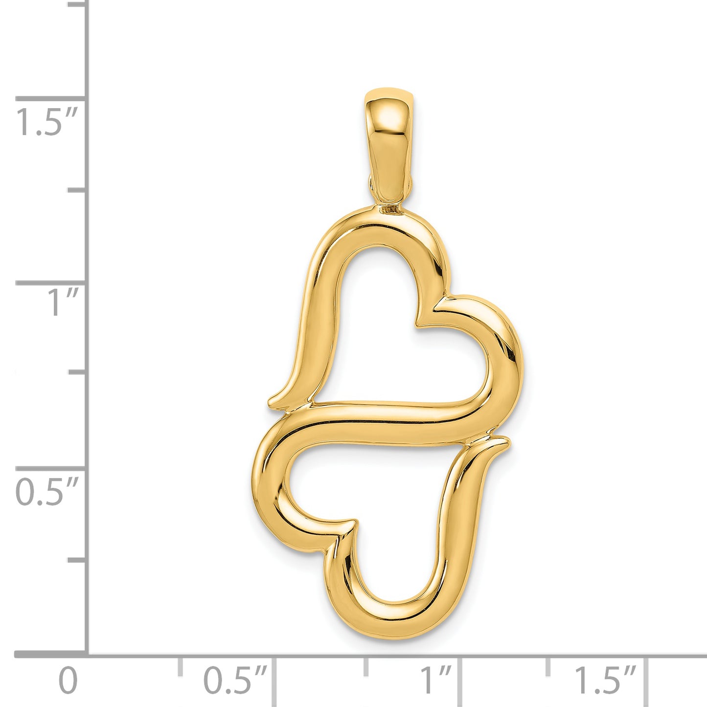 14K Polished Connected Double Hearts Pendant