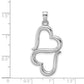 14K White Gold 3-D Solid Double Hanging Hearts Pendant