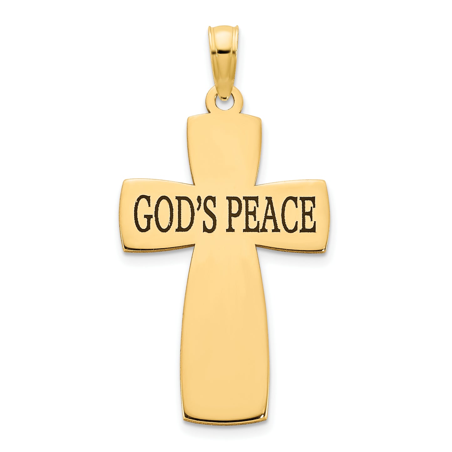 14k Polished Epoxy GOD'S PEACE Cross Pendant