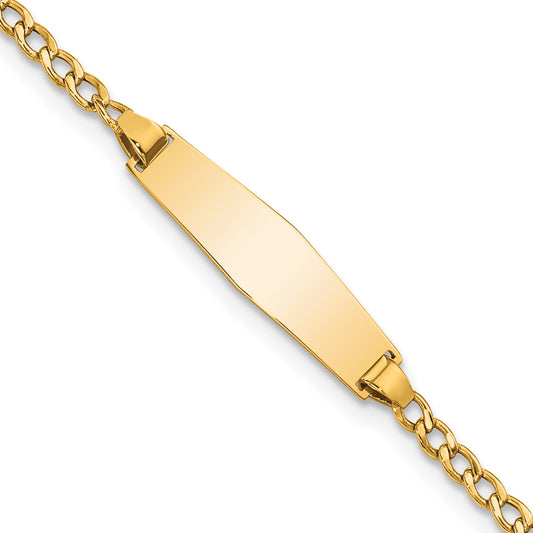 14k Semi-solid Soft Diamond Shape Cuban ID Bracelet