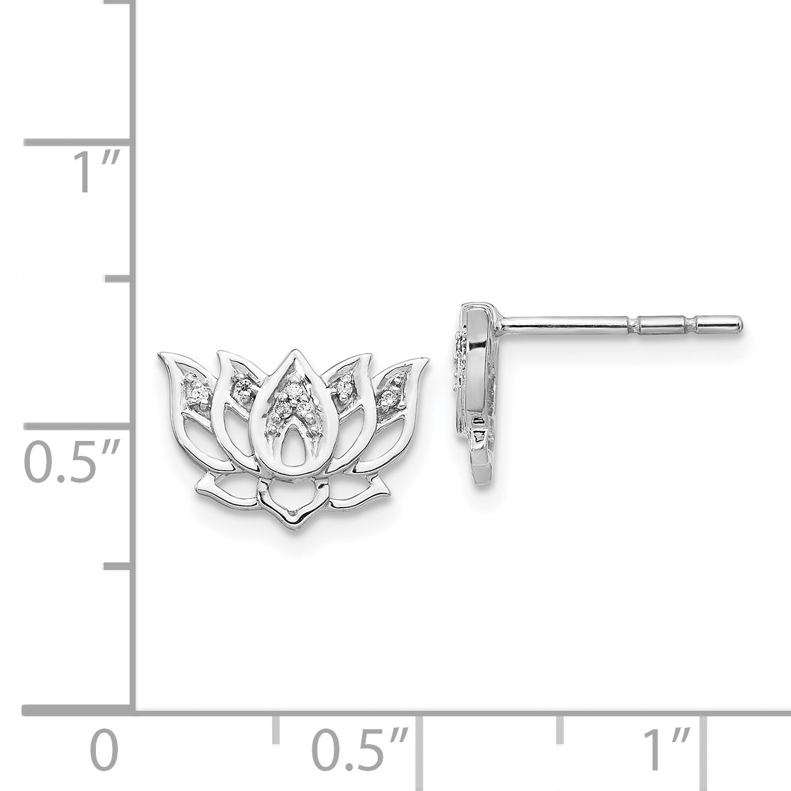 14k White Gold Diamond Lotus Flower Earrings