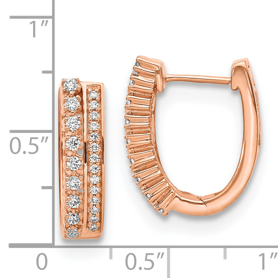 14k Rose Gold Diamond Fancy Hoop Earrings