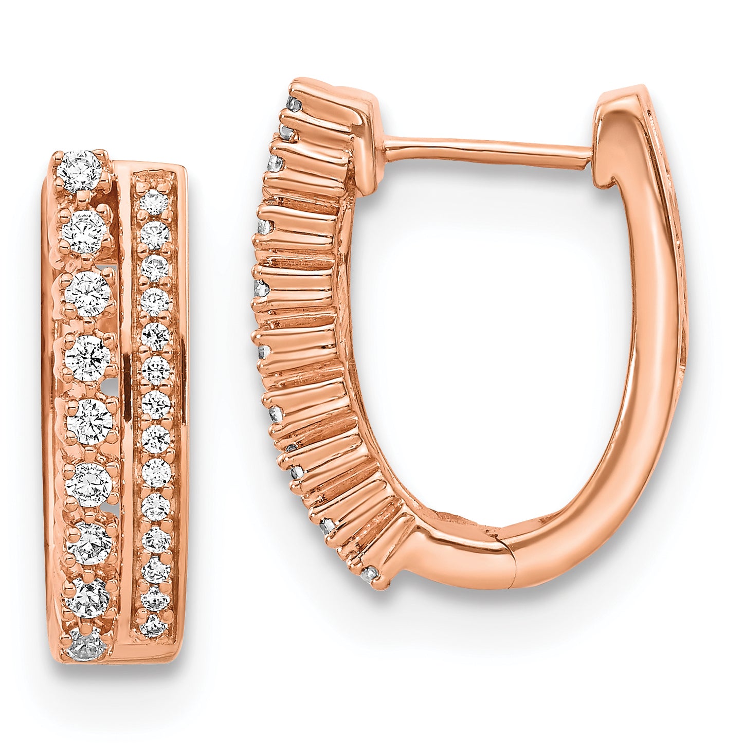 14k Rose Gold Diamond Fancy Hoop Earrings