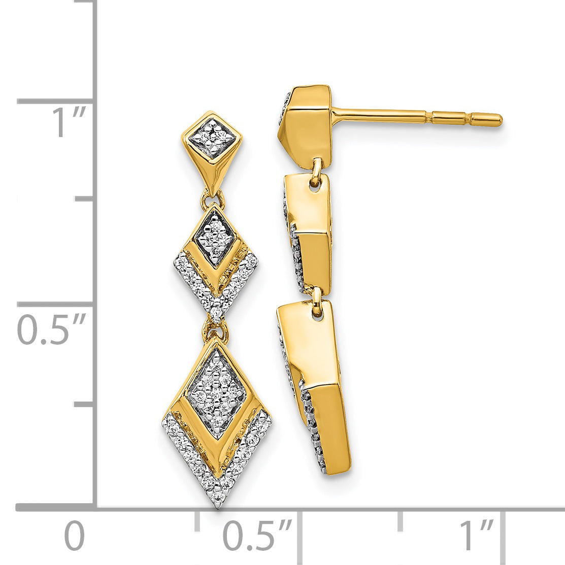 14k Diamond Fancy Post Dangle Earrings