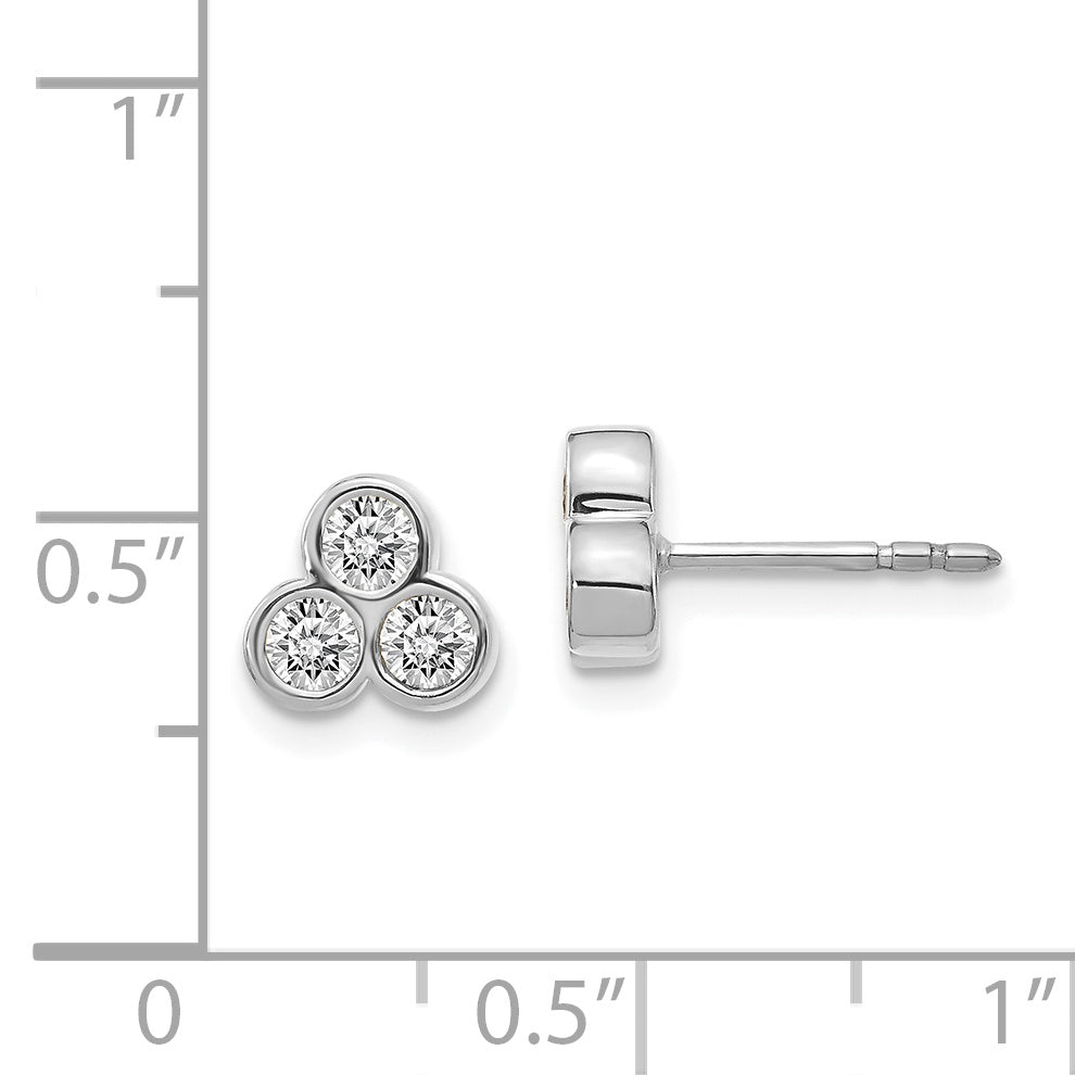 14k White Gold 3-stone Diamond Earrings