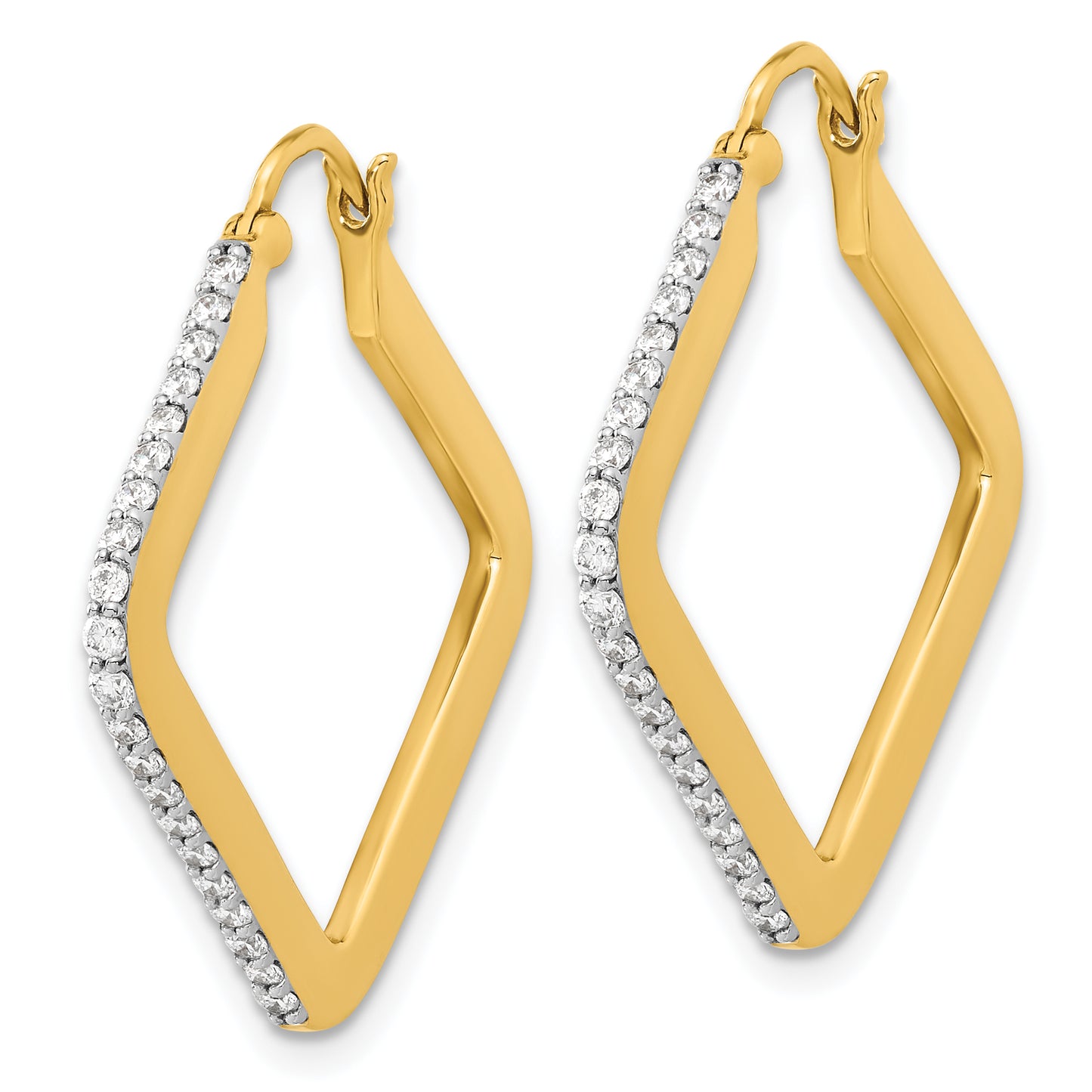 14k Diamond Square Hoop Earrings