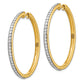 14 Karat Yellow Gold 0.744ct Diamond 35mm Hinged Hoop Earrings