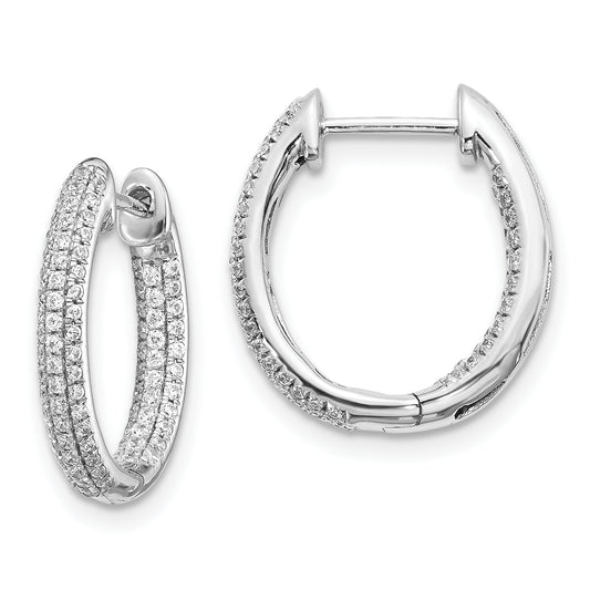 10k White Gold Diamond In/Out Hinged Hoop Earrings