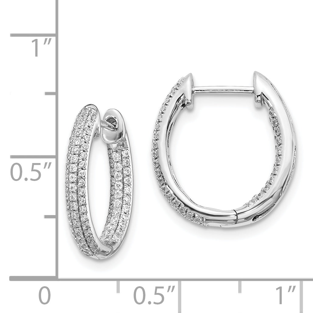 14k White Gold Diamond In/Out Hinged Hoop Earrings