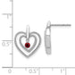 14k White Gold Red Diamond Heart Post Earrings
