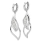 14k White Gold Diamond Hinged Hoop Leaf Design Dangle Earrings