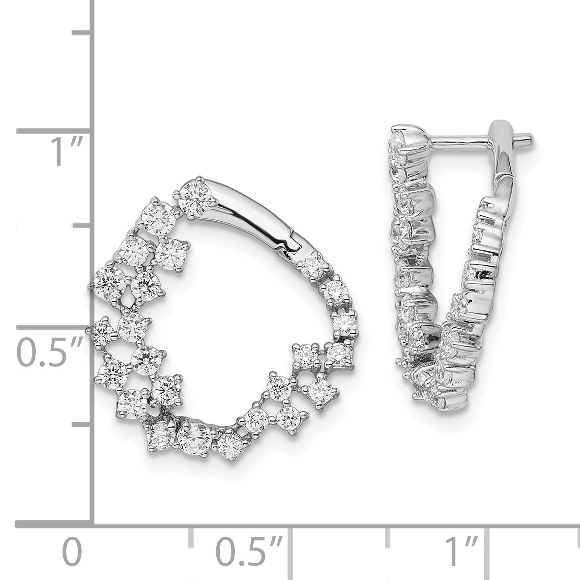 True Origin 14K White Gold 1 1/2 carat Lab Grown Diamond VS/SI D E F Fancy Hoop Earrings
