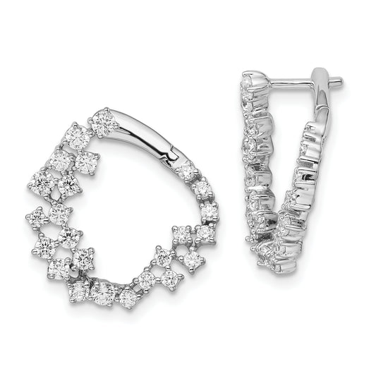 True Origin 14K White Gold 1 1/2 carat Lab Grown Diamond VS/SI D E F Fancy Hoop Earrings