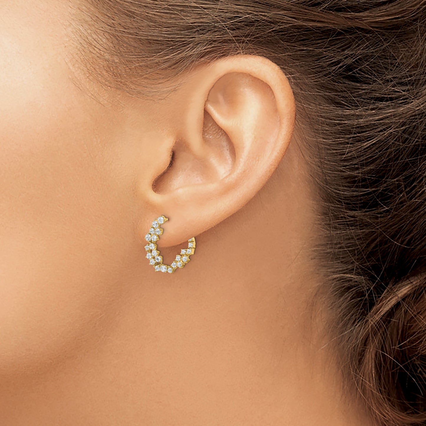 True Origin 14K 1 1/2 carat Lab Grown Diamond VS/SI D E F Fancy Hoop Earrings