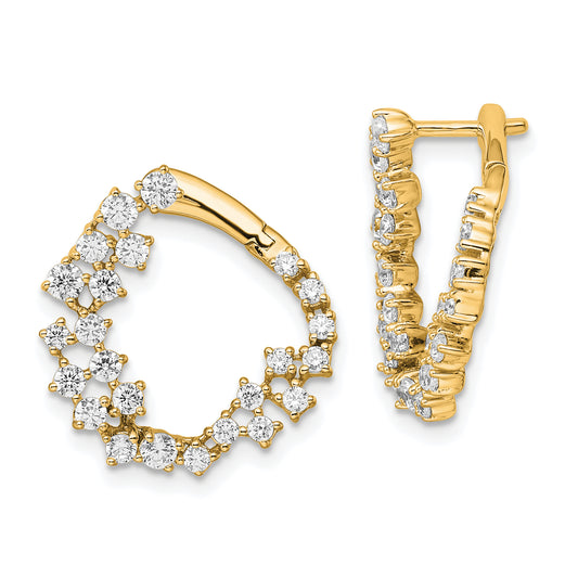 True Origin 14K 1 1/2 carat Lab Grown Diamond VS/SI D E F Fancy Hoop Earrings