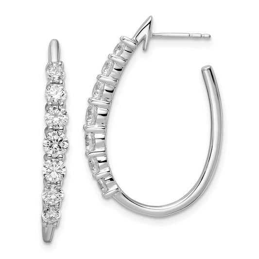 True Origin 14K White Gold 2 carat Lab Grown Diamond VS/SI D E F Post Hoop Earrings