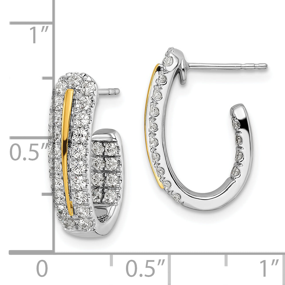 14K Two-Tone Lab Grown Diamond SI1/SI2, G H I, In and Out J-Hoop Earrings
