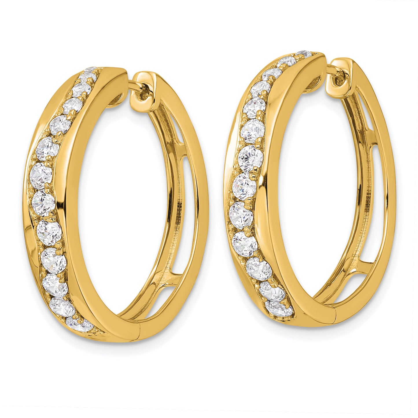 14 Karat Yellow Gold True Origin 1.631ct Lab Grown Diamond VS/SI, D E F, 26mm Hoop Earrings