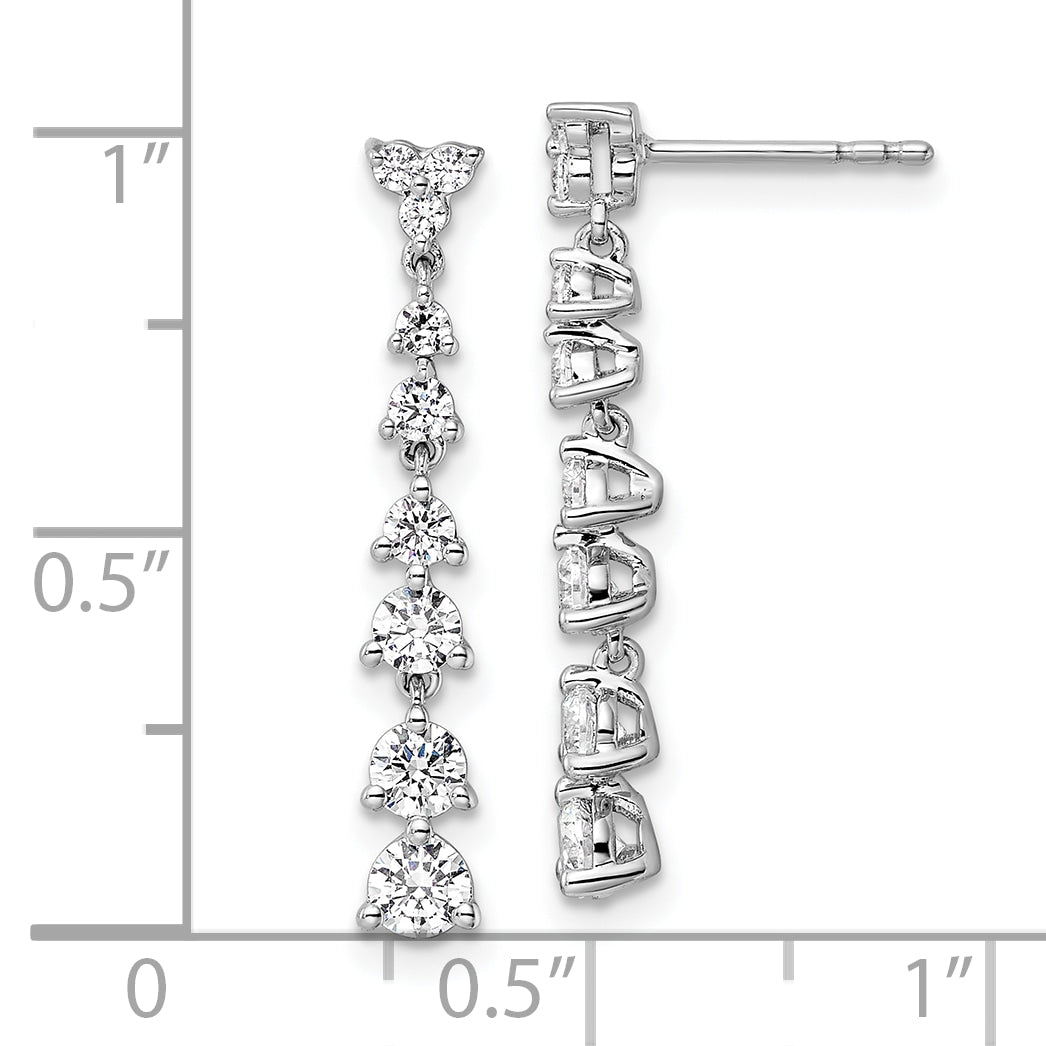 14 Karat White Gold 1.009ct Lab Grown Diamond Post Dangle Earrings