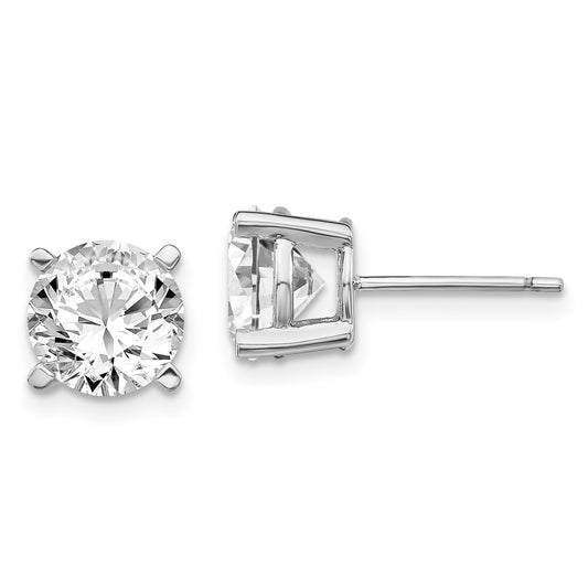 Sterling Silver Rhodium-plated Diamonore CZ 8mm Stud Earrings