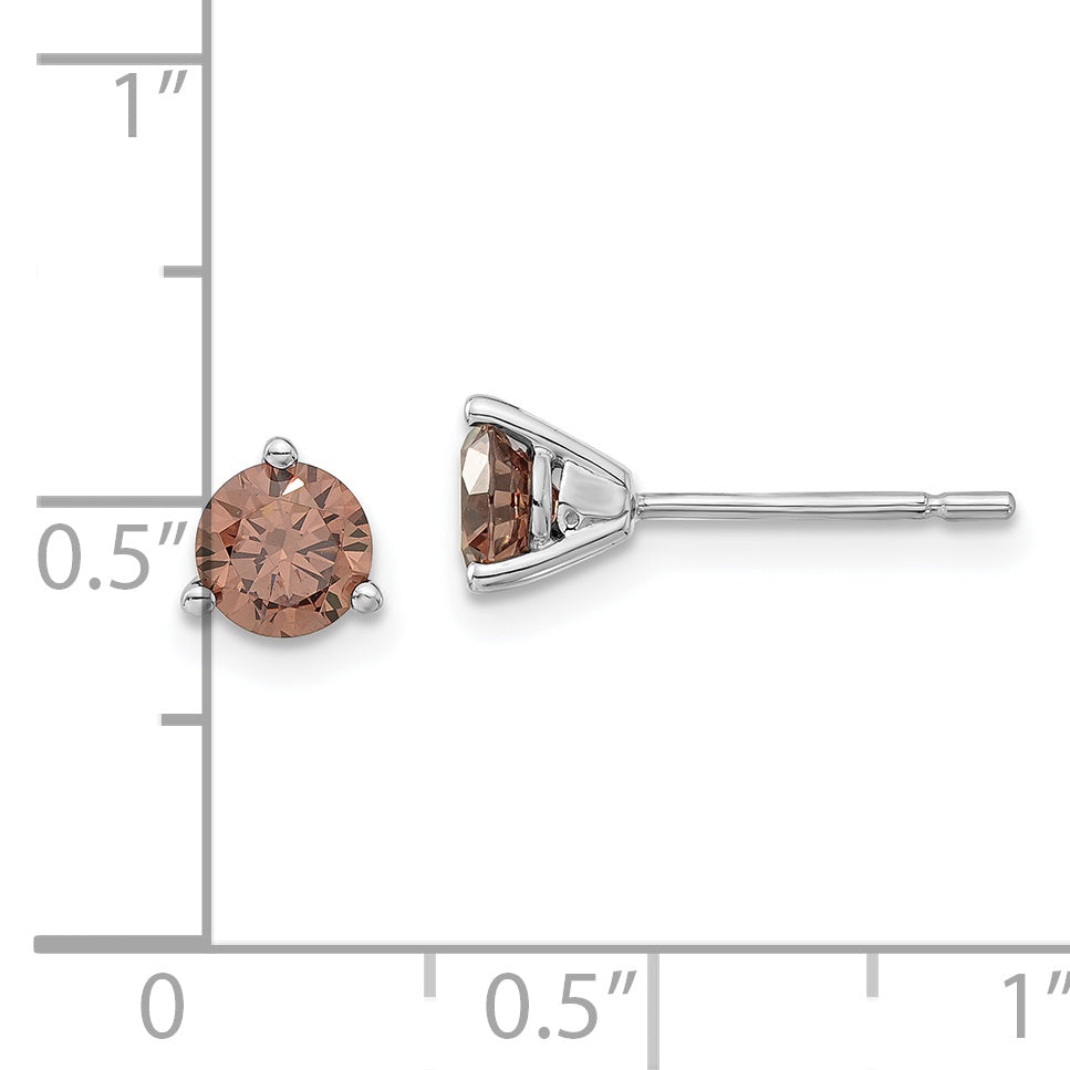 Sterling Silver Rhodium-plated Diamonore CZ Brown 5mm Stud Earrings