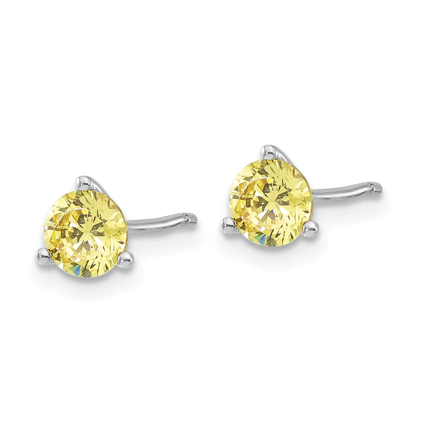Sterling Silver Rhodium-plated Diamonore CZ Yellow 5mm Stud Earrings
