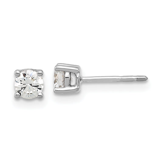 Sterling Silver Rhodium-plated Diamonore CZ 4mm Stud Earrings