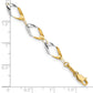14K and White Rhodium Oval Link Chain Bracelet
