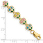 14k with Mutli-Color Enamel Flower In Heart Bracelet
