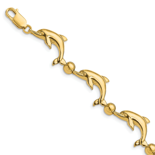 14k Polished Dolphin Bracelet