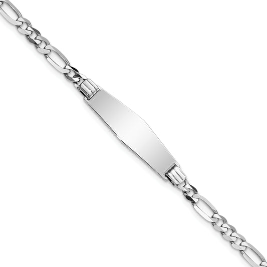14k WG Soft Diamond Shape Figaro Link ID Bracelet