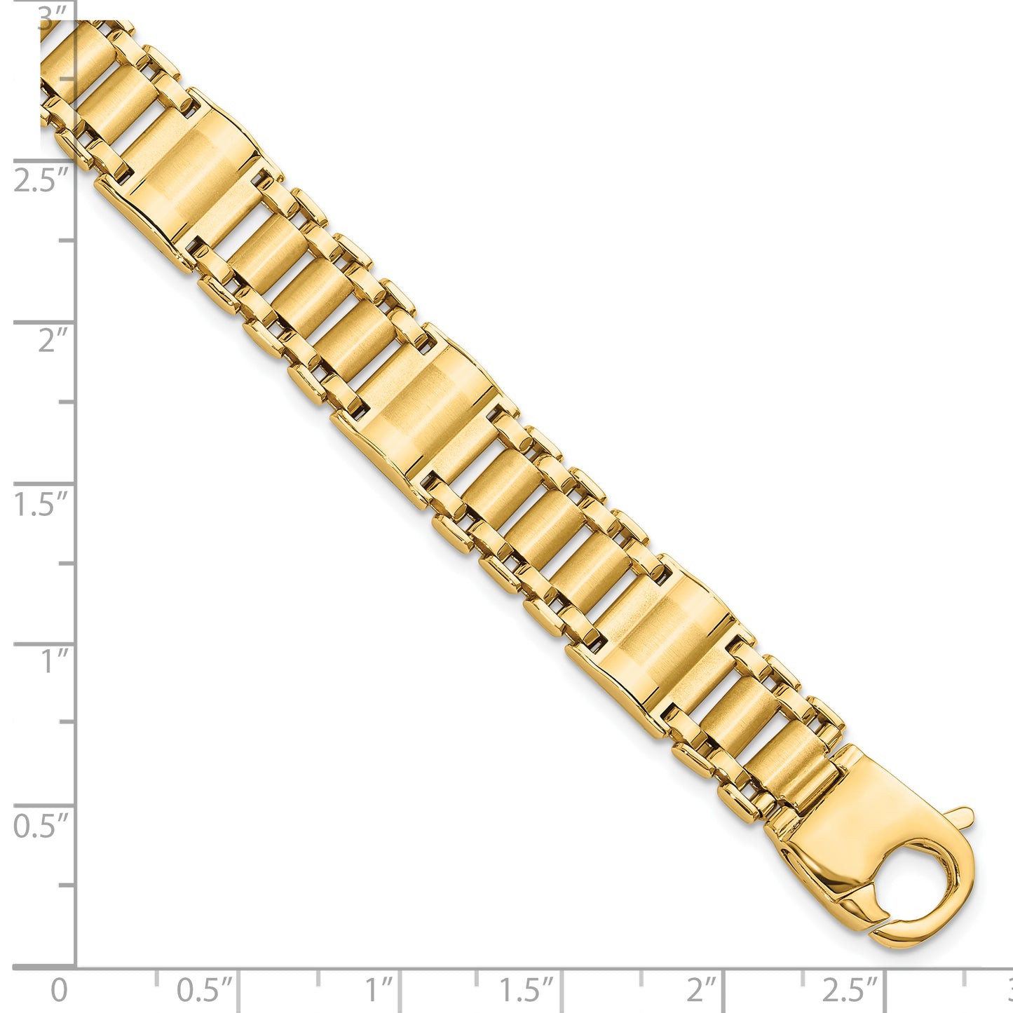 14k Satin and Polished Men's Link Bracelet