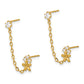 14k Madi K CZ Double Post with Chain Flower Earring