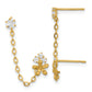 14k Madi K CZ Double Post with Chain Flower Earring