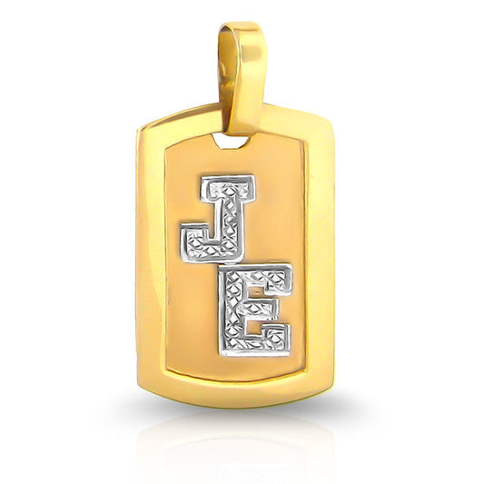 14 Karat "JE" Dog Tag Pendant