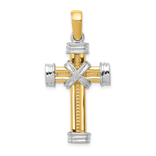 14k Two-tone Latin Cross Pendant