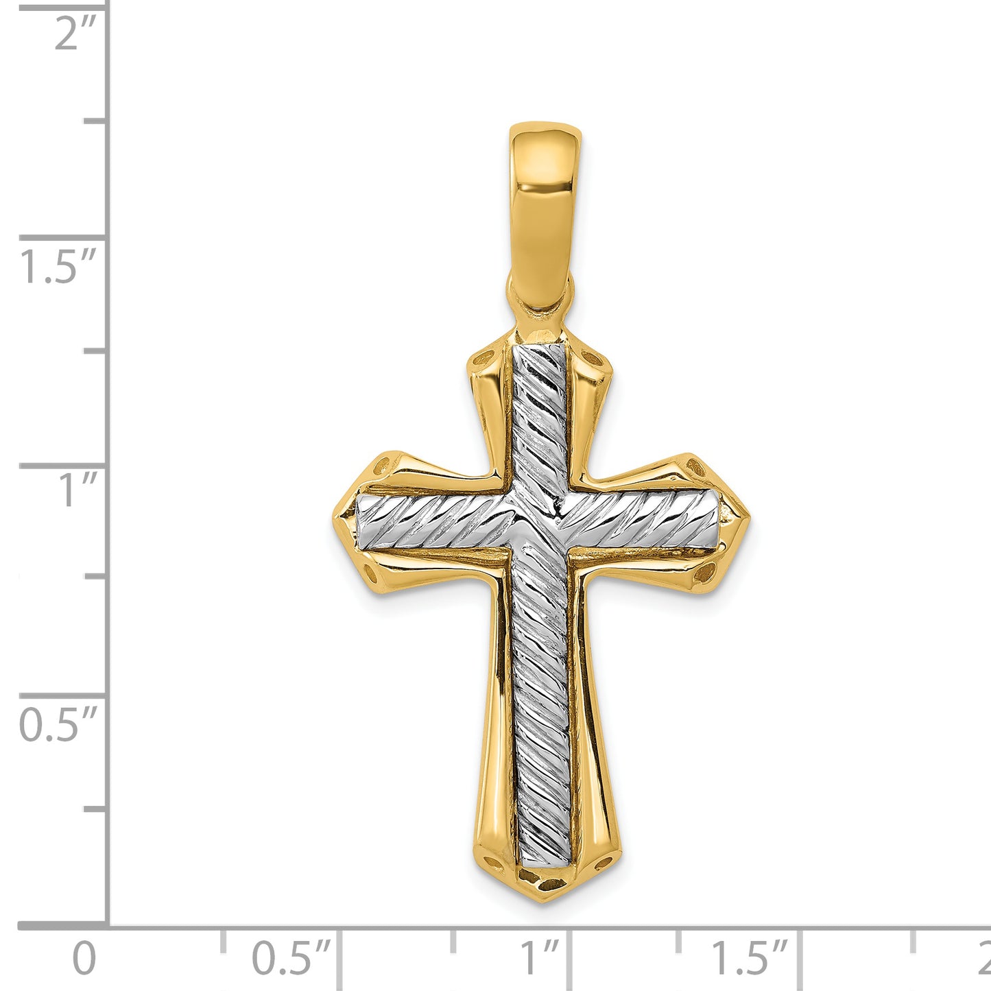14k Two-tone Solid Cross Pendant