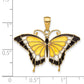 14K Yellow Enameled Butterfly Pendant
