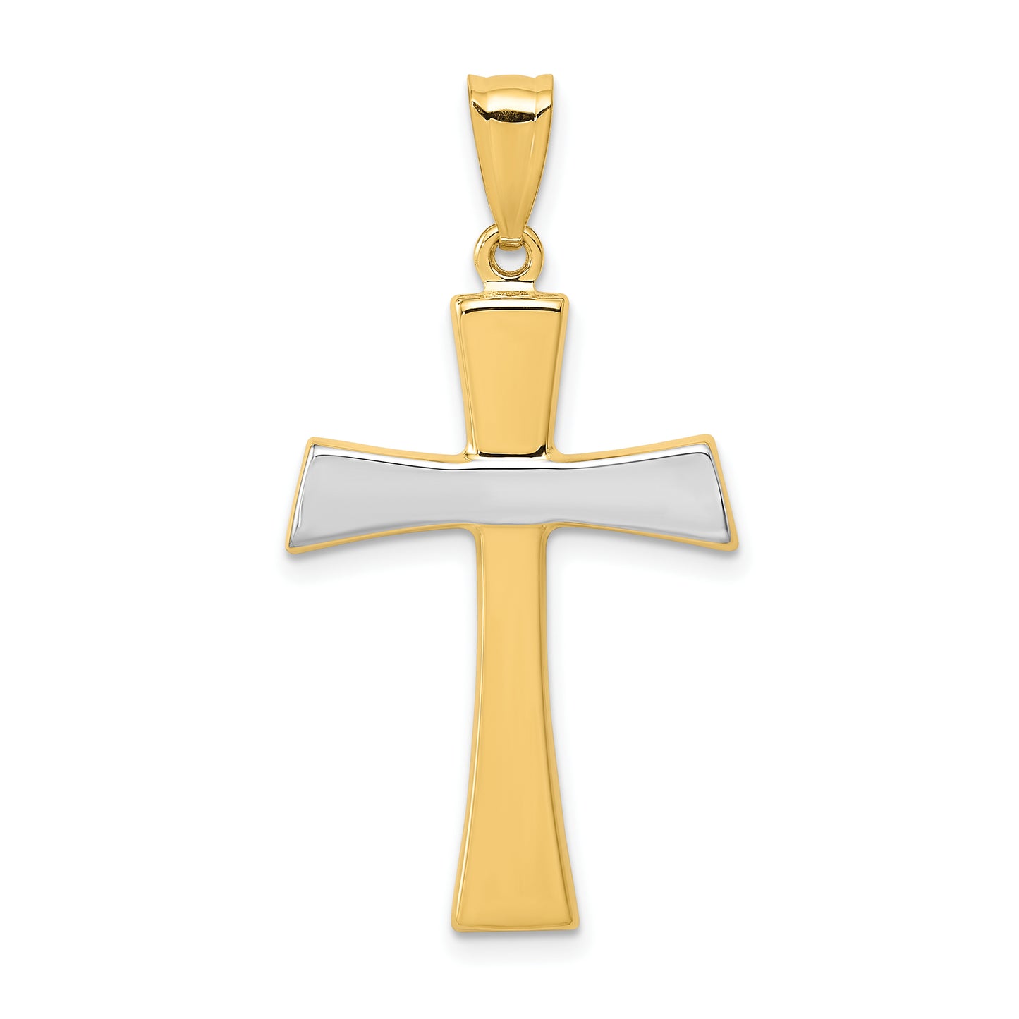 14Kwith Rhodium Polished Cross Pendant