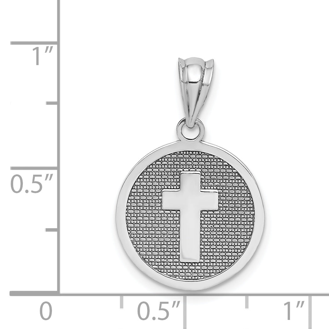 14k White Gold Reversible Cross and 1st Holy Communion Charm