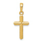 14K Polished Cross With Stripped Border Pendant