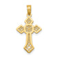 14K Polished Passion Cross with Lace Center Pendant