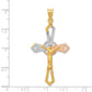 14k and Rhodium Crucifix Cross Pendant