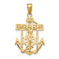 14K Polished Textured Mini Mariners Crucifix Pendant