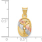 14K with Rose and White Rhodium D/C Corpus Oval Pendant