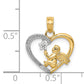 14K with Rhodium Angel in Heart with Star Pendant