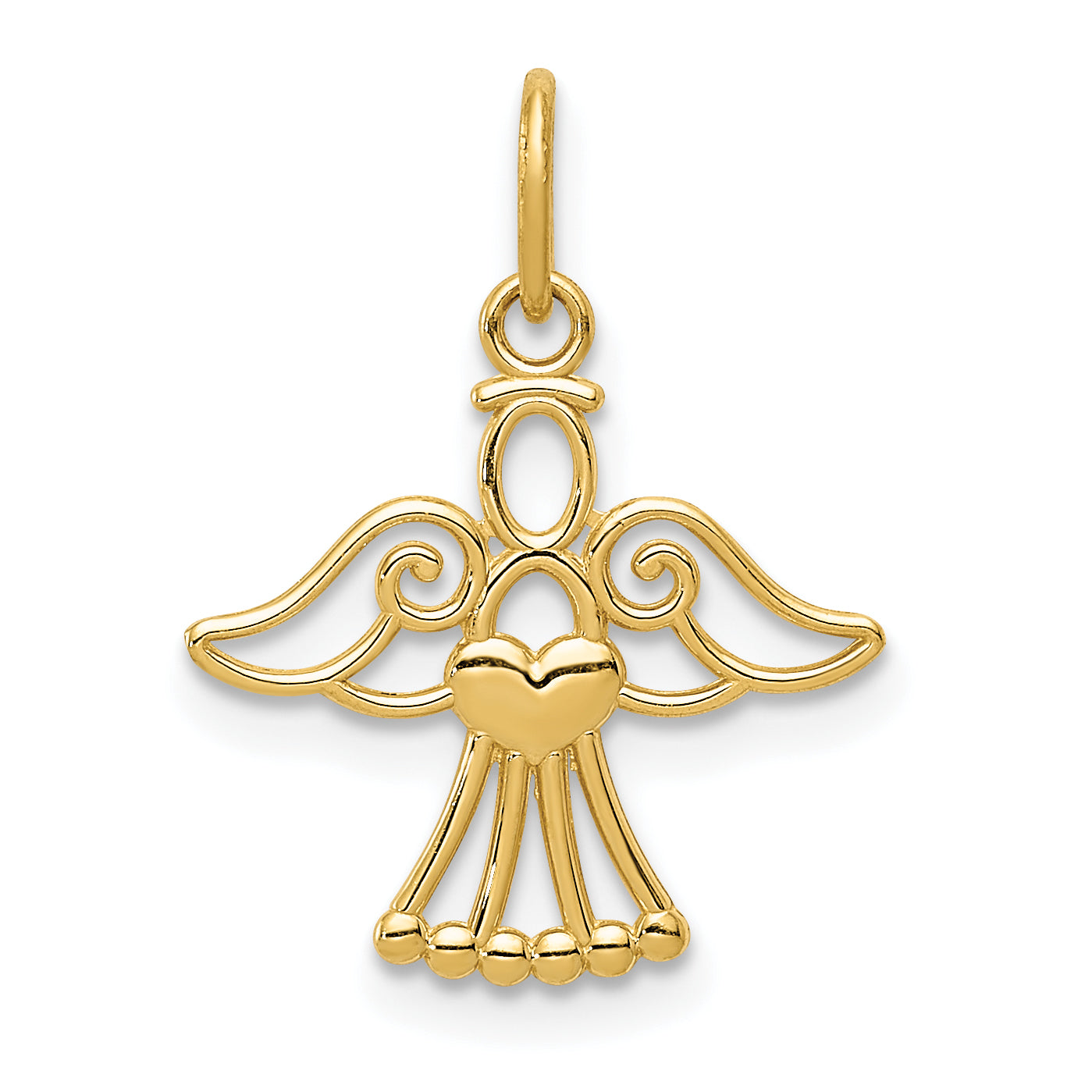 14k Polished Small Angel with Heart Pendant