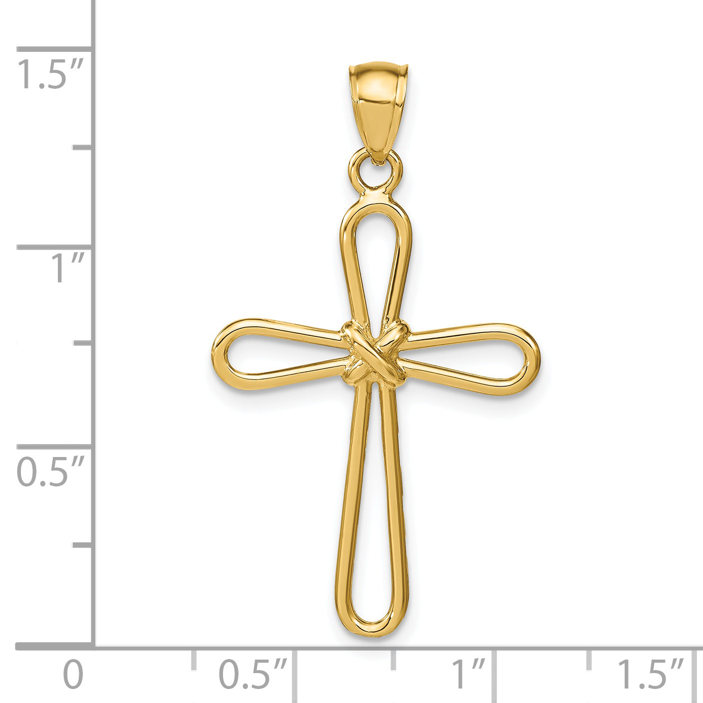 14k Polished Rounded Cross with -X- Center Pendant