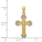 14k with Rhodium Diamond-cut Filigree Cross Pendant
