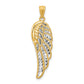 14K with Rhodium Polished Two Level Angel Wing Pendant